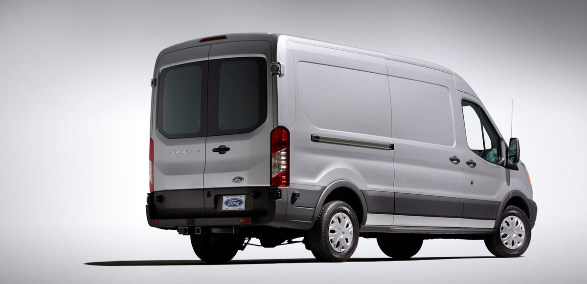 This archival image documents the 2015 Ford Transit rear view in studio MS and is preserved in the Ford Heritage Vault as part of Ford Motor Company's historic photographic archive. Free for personal, non-commercial use. Ford Heritage Vault refere...