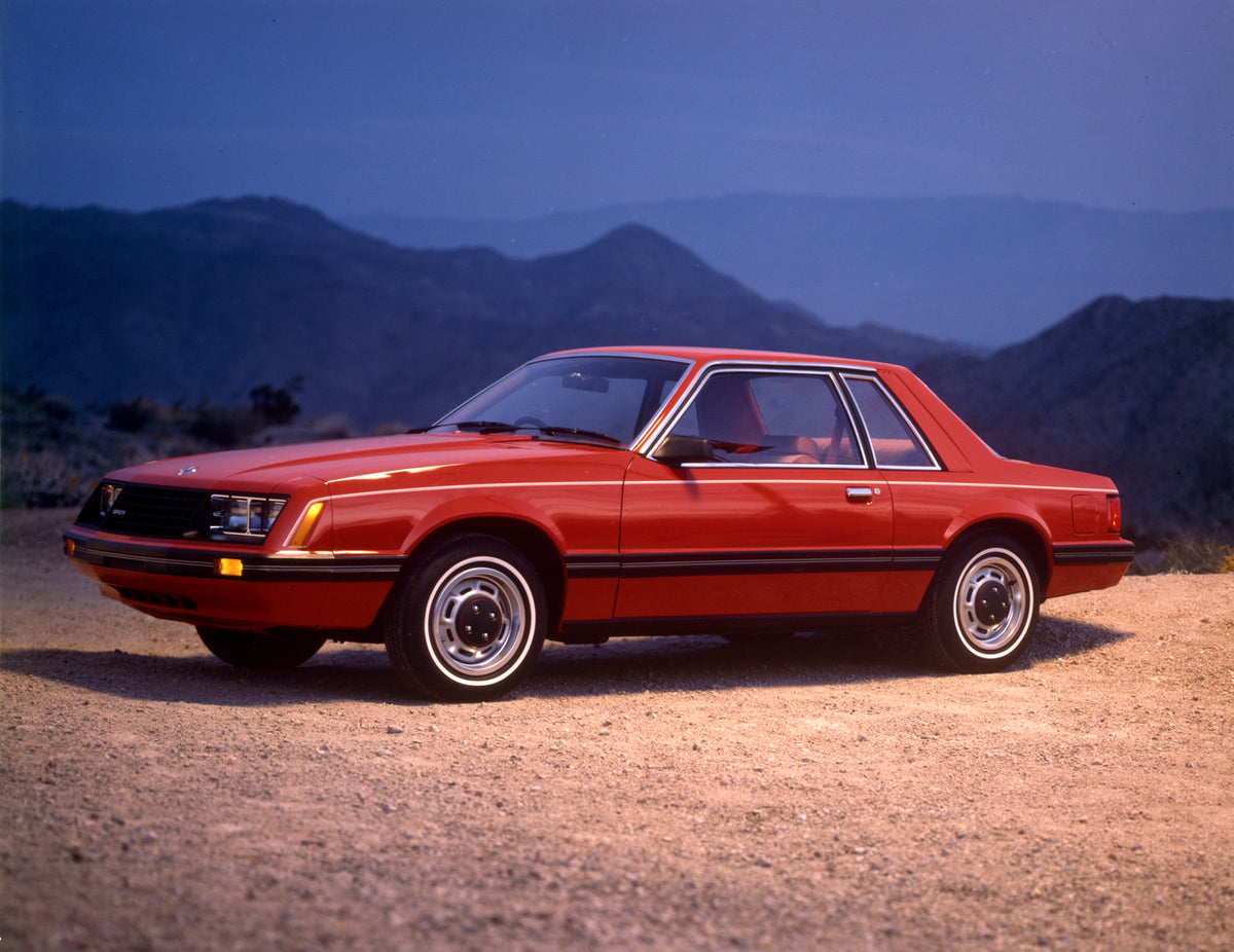 This archival image documents the 1980 Ford Mustang LX coupe and is preserved in the Ford Heritage Vault as part of Ford Motor Company's historic photographic archive. Free for personal, non-commercial use. Ford Heritage Vault reference AR-2008-8....