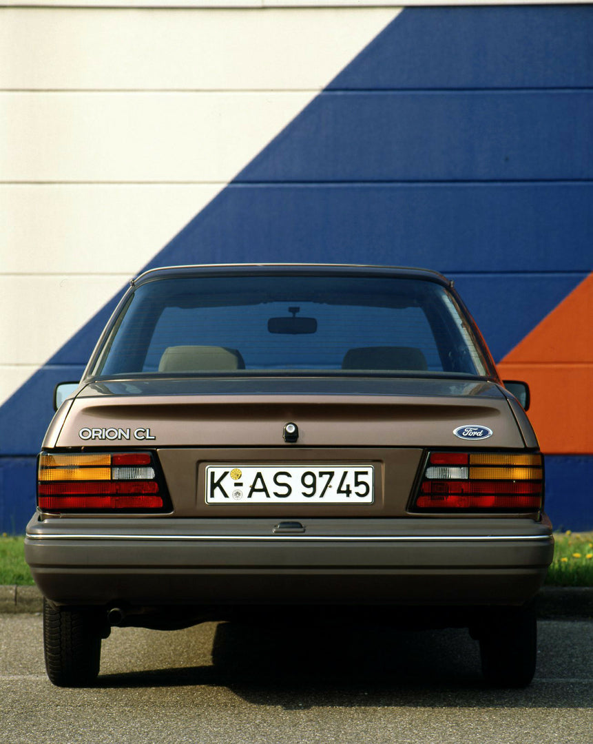 This archival image documents the 1989 Ford Orion Mark II rear view in front of scenic wall and is preserved in the Ford Heritage Vault as part of Ford Motor Company's historic photographic archive. Free for personal, non-commercial use. Ford Heri...