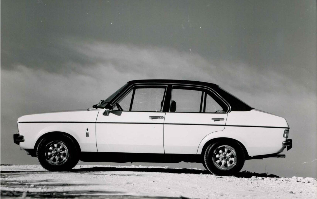 This archival image documents the 1975 Ford Escort Mark II side view on road Escort-MK2-75 and is preserved in the Ford Heritage Vault as part of Ford Motor Company's historic photographic archive. Free for personal, non-commercial use. Ford Herit...