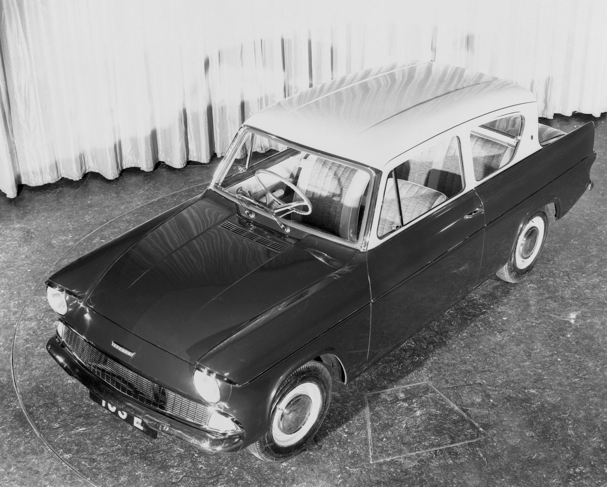 This archival image documents the 1959 Ford Anglia 105E deluxe in studio and is preserved in the Ford Heritage Vault as part of Ford Motor Company's historic photographic archive. Free for personal, non-commercial use. Ford Heritage Vault referenc...