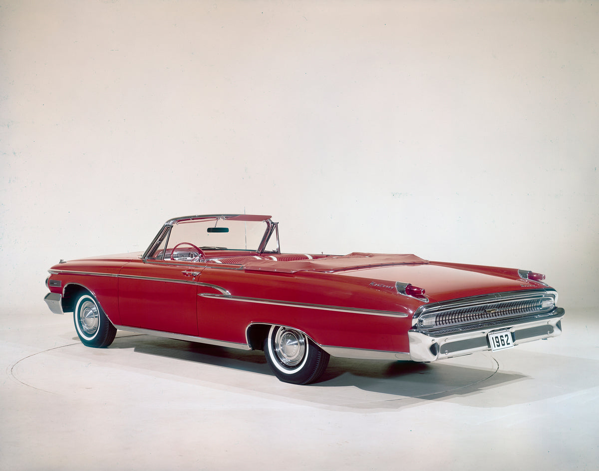 This archival image documents the 1962 Mercury Monterey convertible with Top Down Side Angle and is preserved in the Ford Heritage Vault as part of Ford Motor Company's historic photographic archive. Free for personal, non-commercial use. Ford Her...