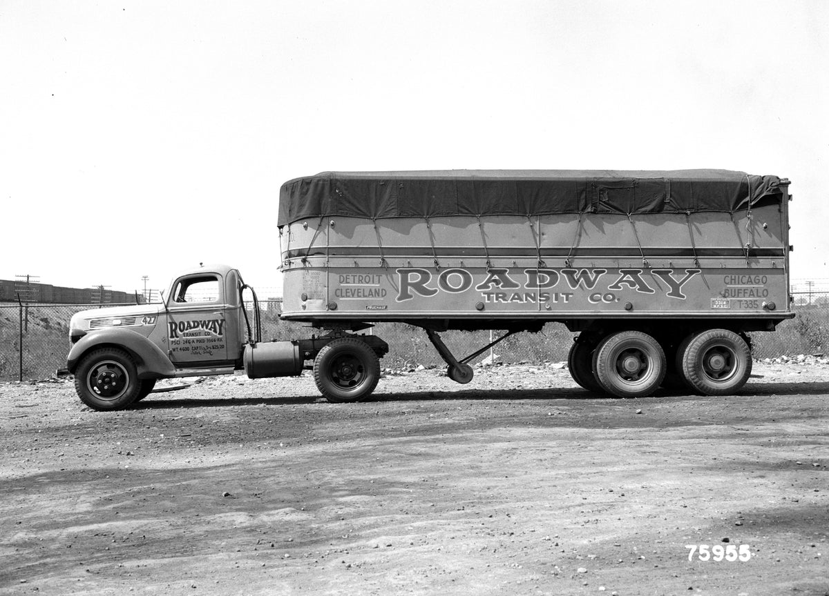 This archival image documents the 1941 Ford highway tractor and is preserved in the Ford Heritage Vault as part of Ford Motor Company's historic photographic archive. Free for personal, non-commercial use. Ford Heritage Vault reference AR-2008-8.1...