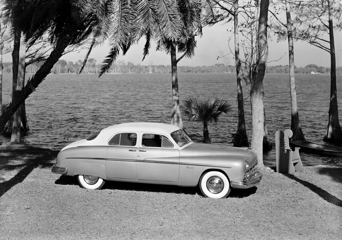 This archival image documents the 1949 Lincoln Sport Sedan and is preserved in the Ford Heritage Vault as part of Ford Motor Company's historic photographic archive. Free for personal, non-commercial use. Ford Heritage Vault reference AR-2008-8.1....