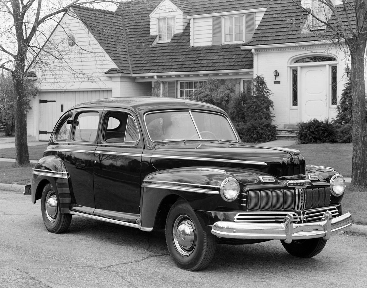 This archival image documents the 1946 Mercury Four-Door and is preserved in the Ford Heritage Vault as part of Ford Motor Company's historic photographic archive. Free for personal, non-commercial use. Ford Heritage Vault reference AR-2008-8.1.12...