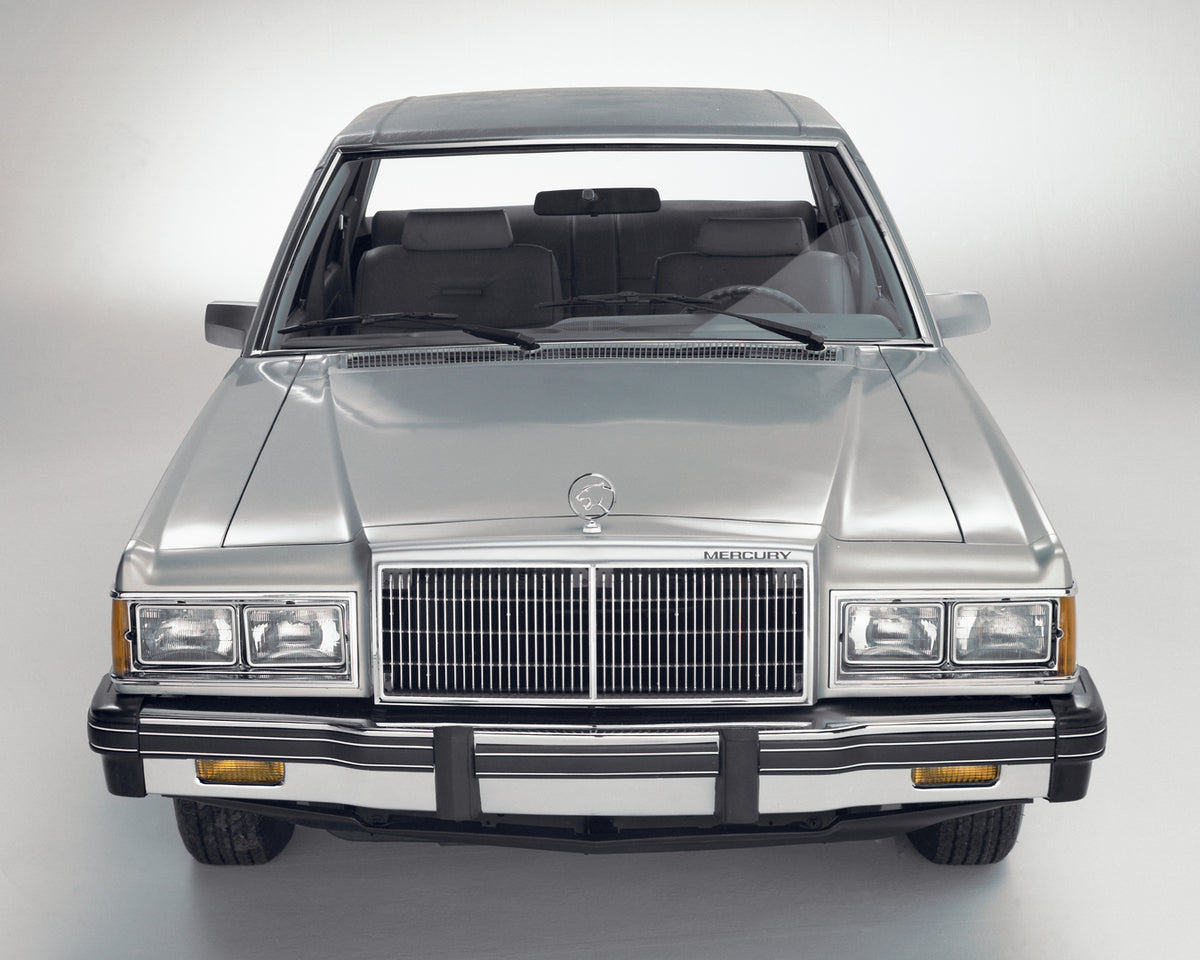 This archival image documents the 1981 Mercury Cougar Front View and is preserved in the Ford Heritage Vault as part of Ford Motor Company's historic photographic archive. Free for personal, non-commercial use. Ford Heritage Vault reference AR-200...