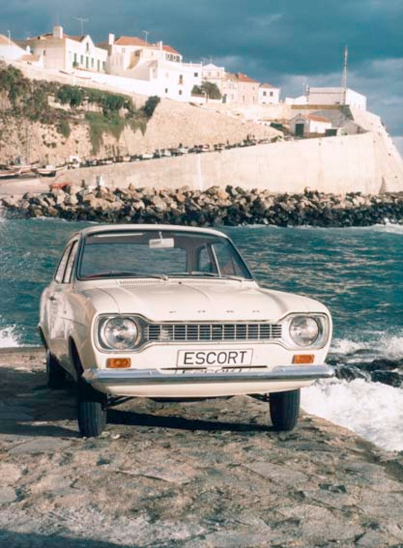 This archival image documents the 1968 Ford Escort Mark I front view on scenic rocky beach FordEscort1968_prev and is preserved in the Ford Heritage Vault as part of Ford Motor Company's historic photographic archive. Free for personal, non-commer...