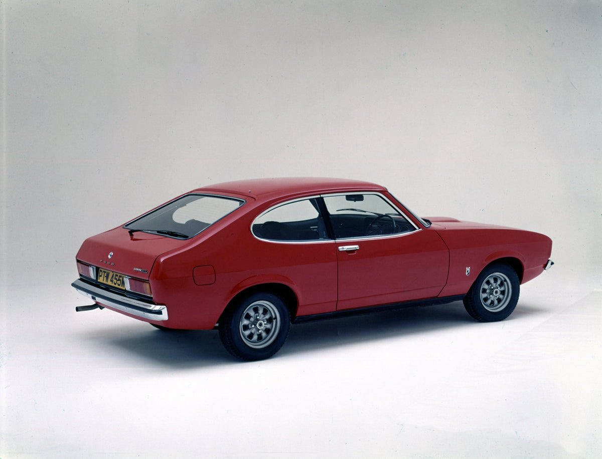 This archival image documents the 1974 Ford Capri II XL rear view in studio and is preserved in the Ford Heritage Vault as part of Ford Motor Company's historic photographic archive. Free for personal, non-commercial use. Ford Heritage Vault refer...