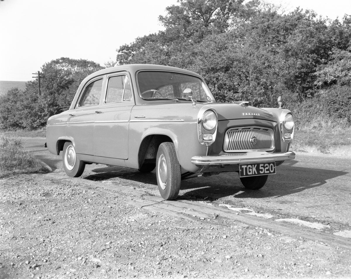 This archival image documents the 1956 Ford Prefect 100E scenic and is preserved in the Ford Heritage Vault as part of Ford Motor Company's historic photographic archive. Free for personal, non-commercial use. Ford Heritage Vault reference AR-2008...