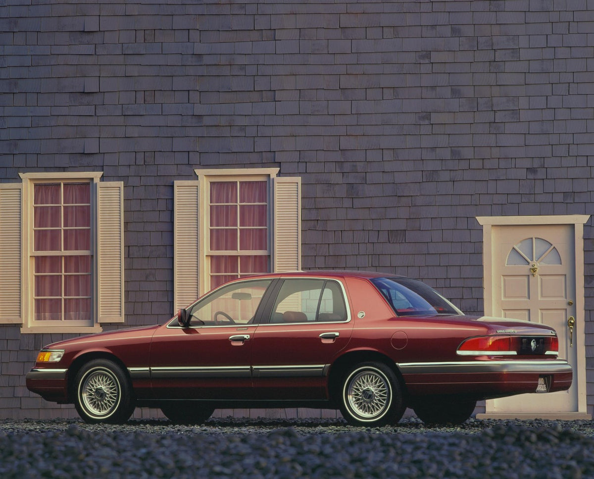 This archival image documents the 1992 Mercury Grand Marquis side view in front of building CN63011-10 and is preserved in the Ford Heritage Vault as part of Ford Motor Company's historic photographic archive. Free for personal, non-commercial use...