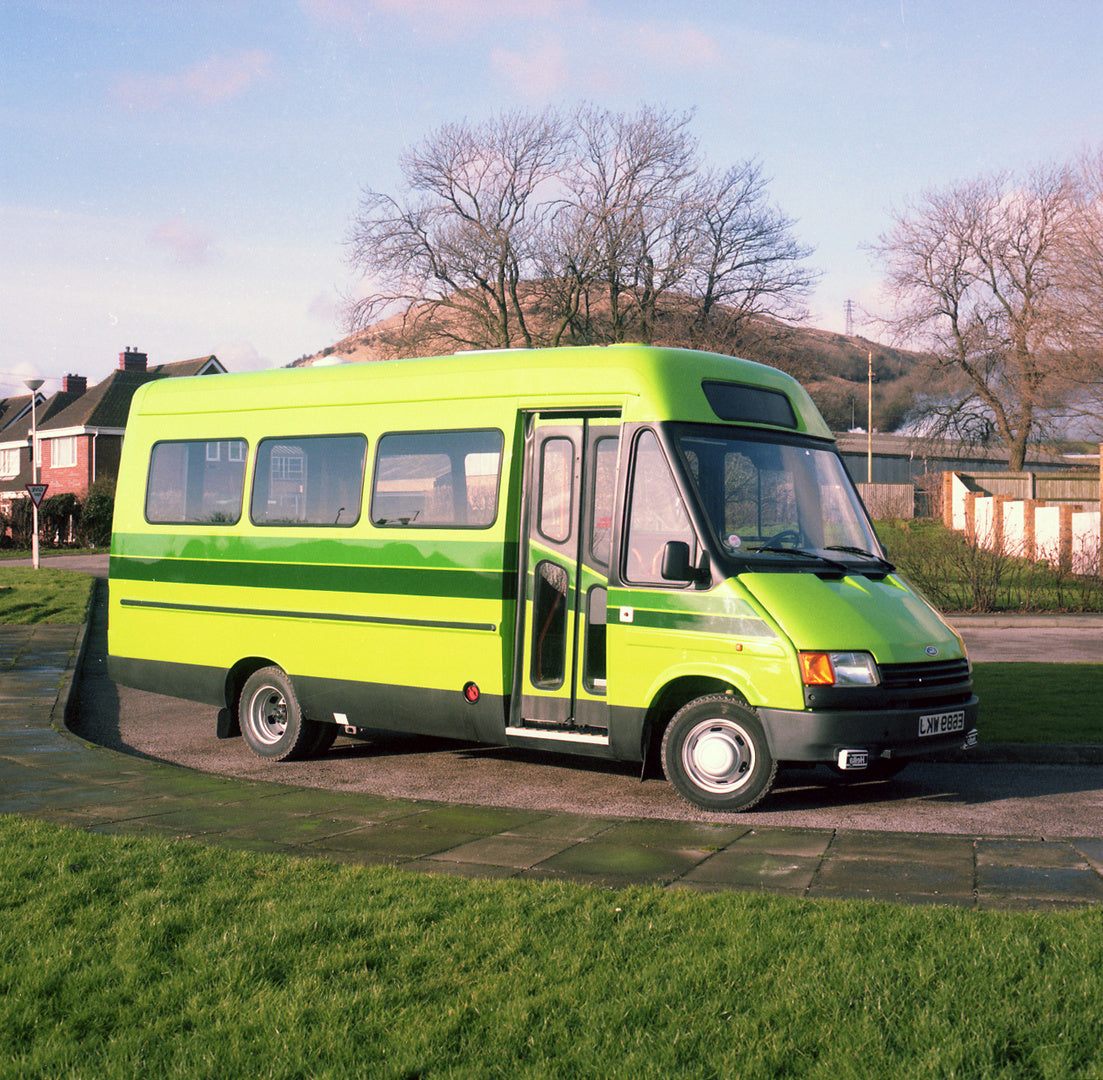 This archival image documents the 1988 Ford Transit Mark III Bus on scenic neighborhood road in Folkstone and is preserved in the Ford Heritage Vault as part of Ford Motor Company's historic photographic archive. Free for personal, non-commercial ...