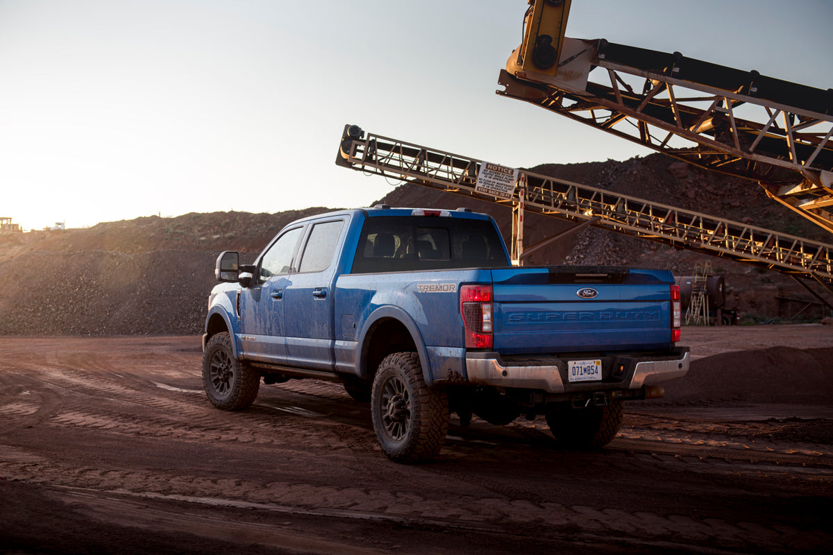 This archival image documents the 2020 Ford F-350 Tremor XLT rear view on construction site MS and is preserved in the Ford Heritage Vault as part of Ford Motor Company's historic photographic archive. Free for personal, non-commercial use. Ford H...