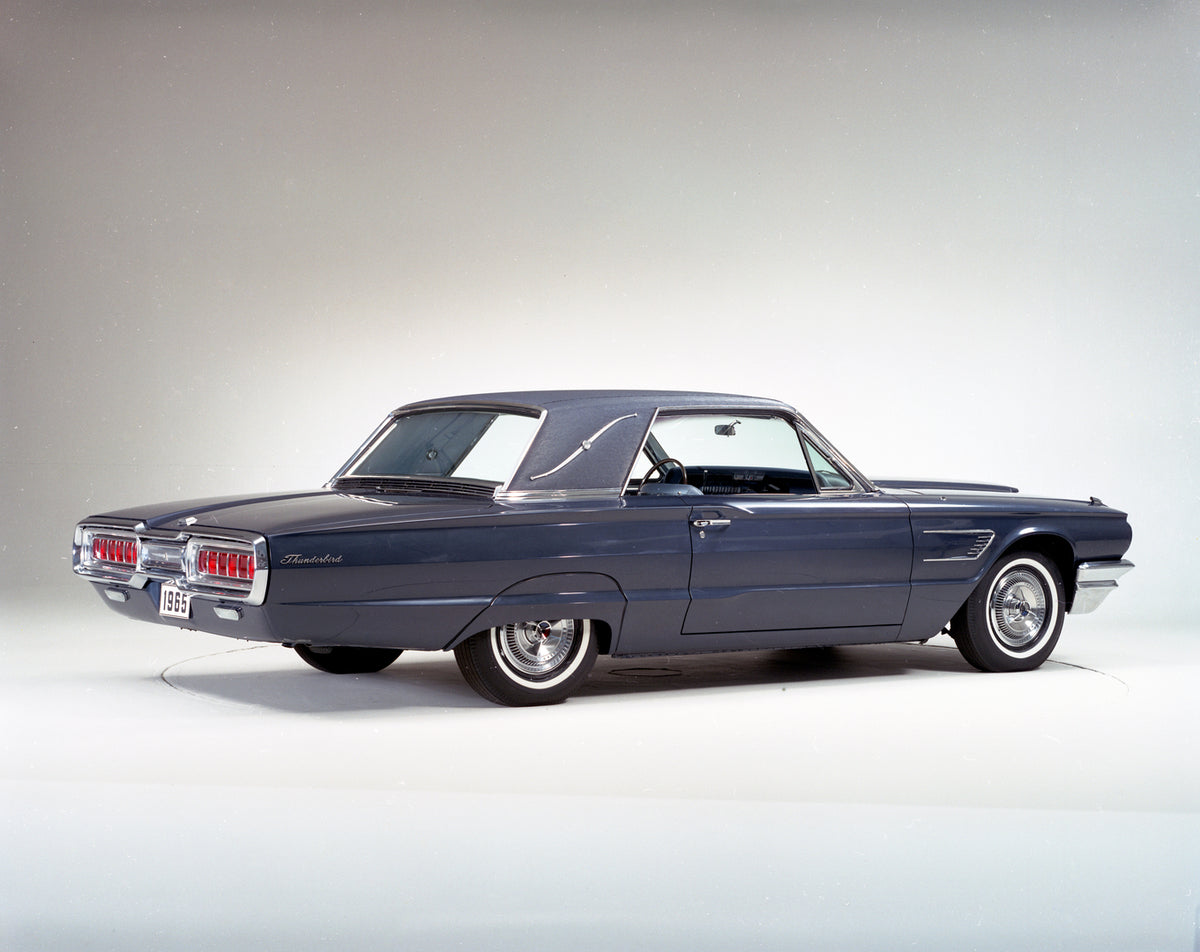 This archival image documents the 1965 Ford Thunderbird Landau in studio and is preserved in the Ford Heritage Vault as part of Ford Motor Company's historic photographic archive. Free for personal, non-commercial use. Ford Heritage Vault referenc...