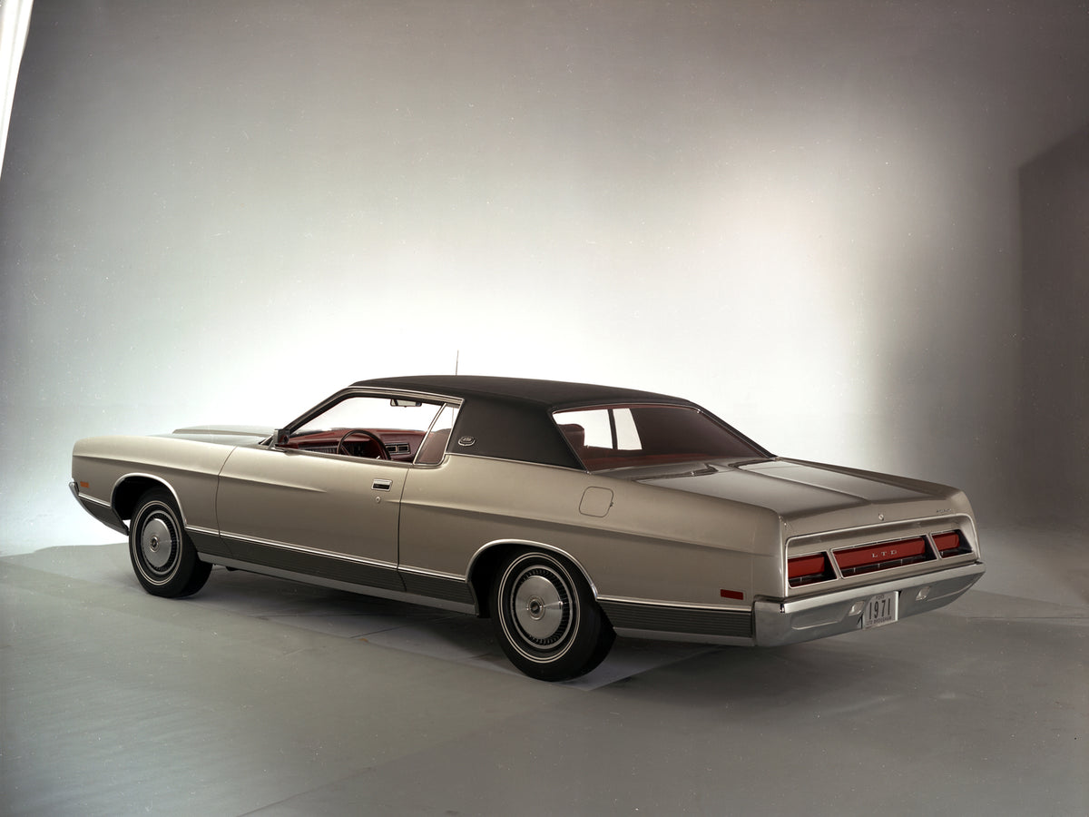 This archival image documents the 1971 Ford LTD Brougham and is preserved in the Ford Heritage Vault as part of Ford Motor Company's historic photographic archive. Free for personal, non-commercial use. Ford Heritage Vault reference AR-2008-8.1.2....
