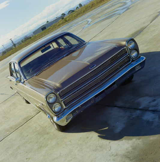 1969 Ford ZC Fairlane Sedan Front End View in Empty Lot FAP-2011-3 HV 1969-0188