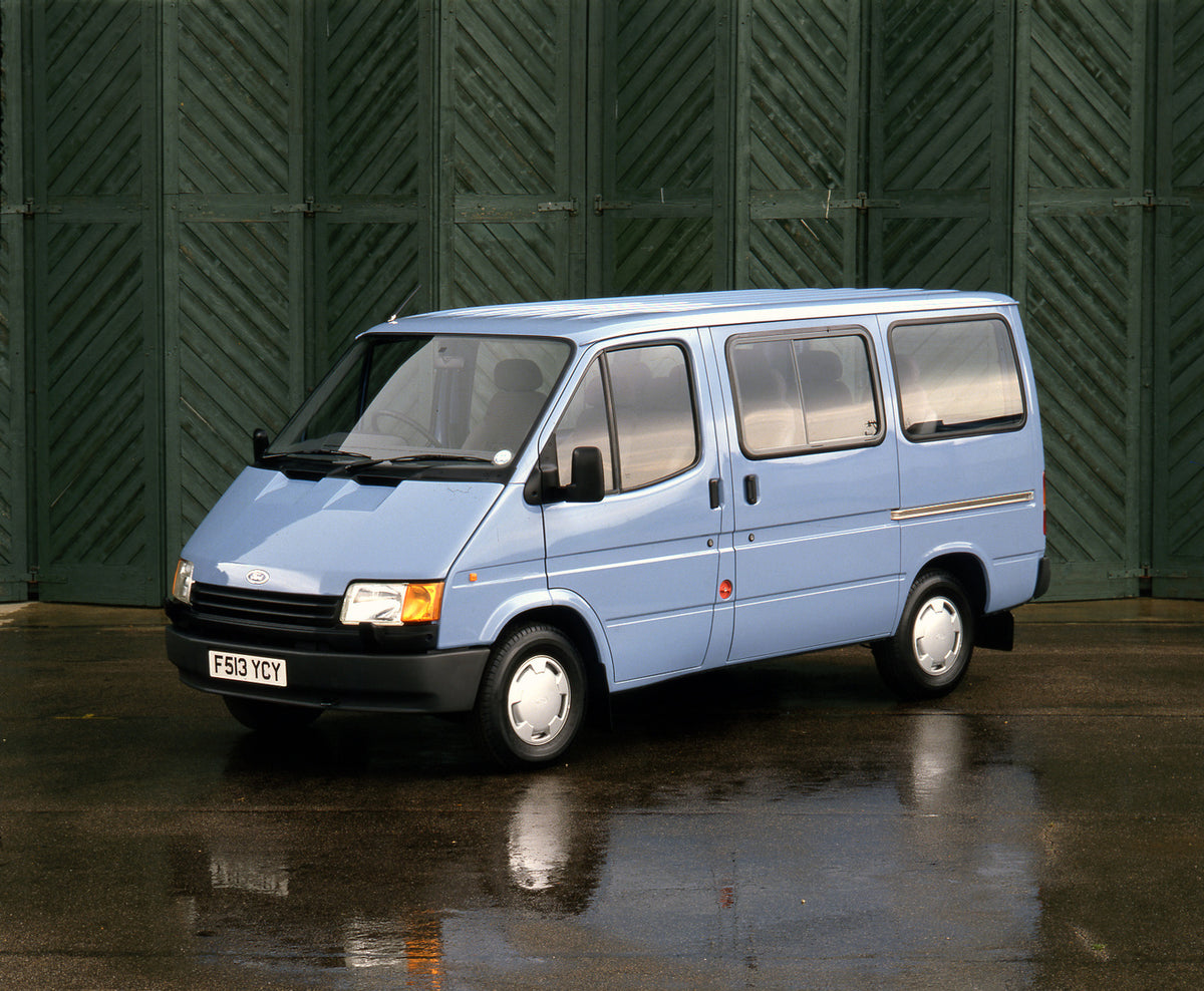 This archival image documents the 1988 Ford Transit Mark III in front of scenic wall and is preserved in the Ford Heritage Vault as part of Ford Motor Company's historic photographic archive. Free for personal, non-commercial use. Ford Heritage Va...