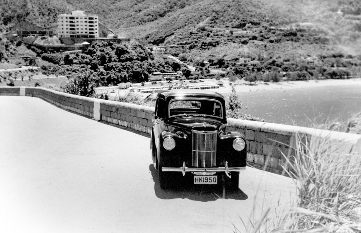 This archival image documents the 1950 Ford Prefect on scenic bridge in Hong Kong 14E 84B and is preserved in the Ford Heritage Vault as part of Ford Motor Company's historic photographic archive. Free for personal, non-commercial use. Ford Herita...