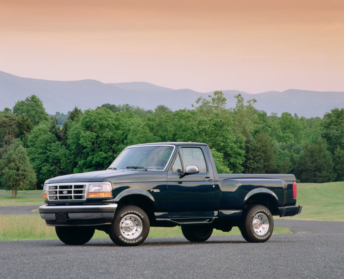 This archival image documents the 1995 Ford F-150 Flareside pickup truck and is preserved in the Ford Heritage Vault as part of Ford Motor Company's historic photographic archive. Free for personal, non-commercial use. Ford Heritage Vault referenc...
