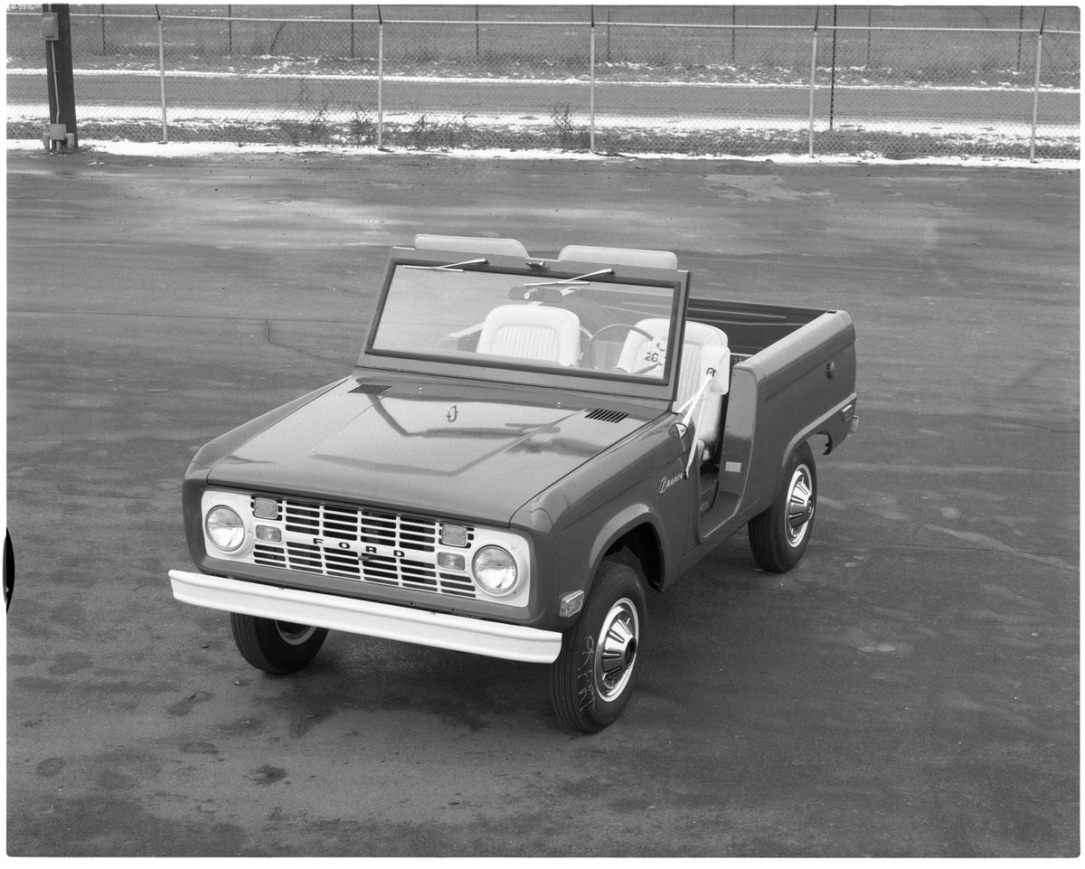 This archival image documents the 1968 Ford Bronco Roadster and is preserved in the Ford Heritage Vault as part of Ford Motor Company's historic photographic archive. Free for personal, non-commercial use. Ford Heritage Vault reference AR-2008-8.1...