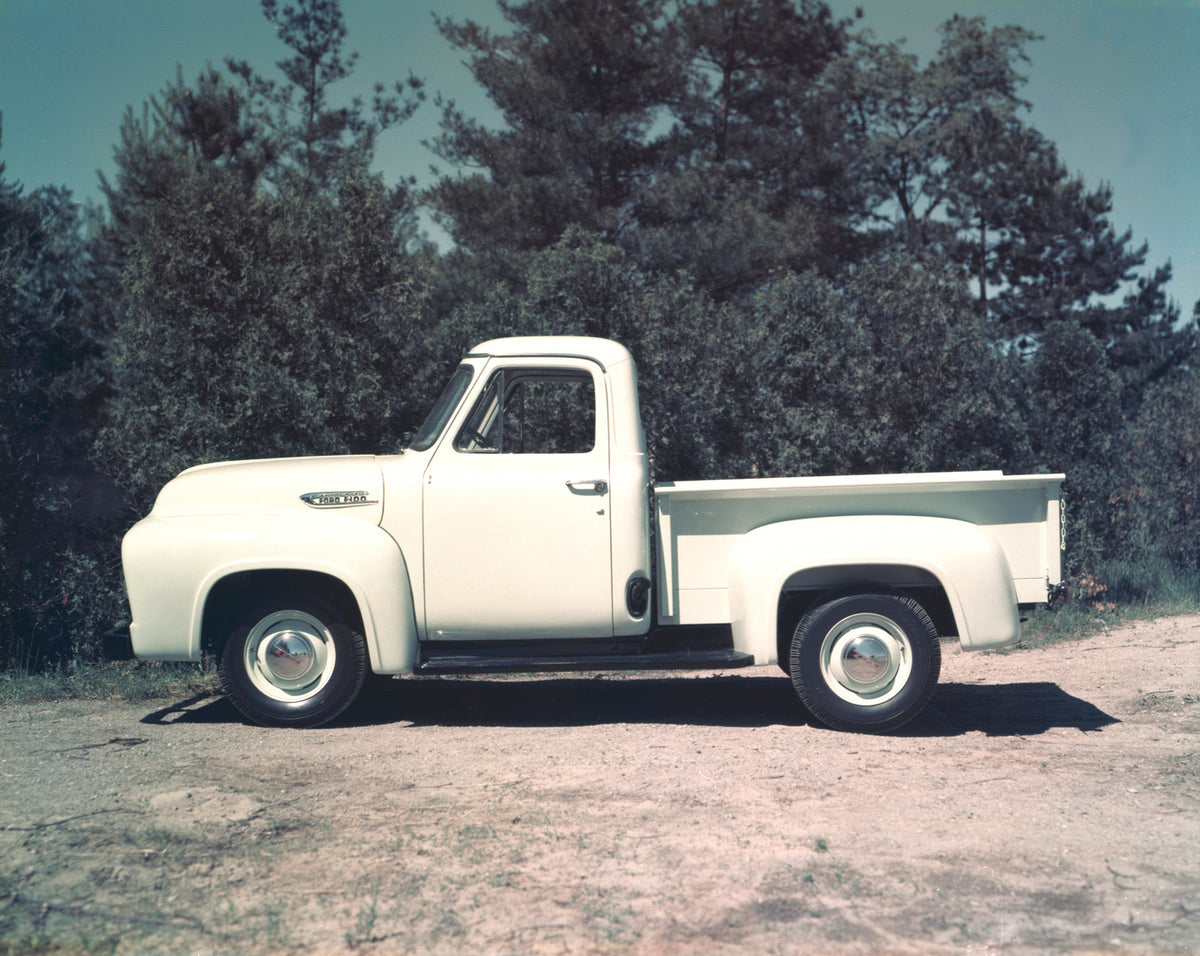 This archival image documents the 1953 Ford F-100 pickup truck and is preserved in the Ford Heritage Vault as part of Ford Motor Company's historic photographic archive. Free for personal, non-commercial use. Ford Heritage Vault reference AR-2008-...