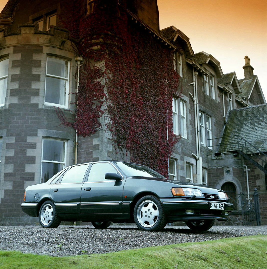This archival image documents the 1990 Ford Scorpio Cosworth 24 Valve Mark I in front of building and is preserved in the Ford Heritage Vault as part of Ford Motor Company's historic photographic archive. Free for personal, non-commercial use. For...