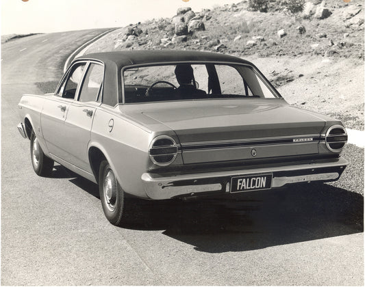 1968 Ford XT Falcon rear view on scenic road HV 1968-0109