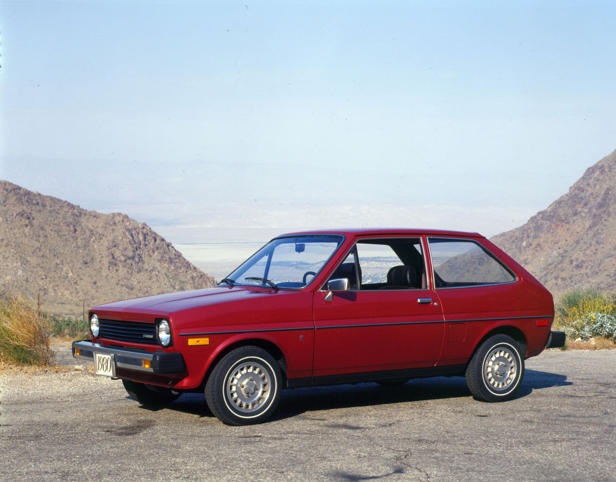 This archival image documents the 1980 Ford Fiesta Mark I in scenic mountain overlook and is preserved in the Ford Heritage Vault as part of Ford Motor Company's historic photographic archive. Free for personal, non-commercial use. Ford Heritage V...