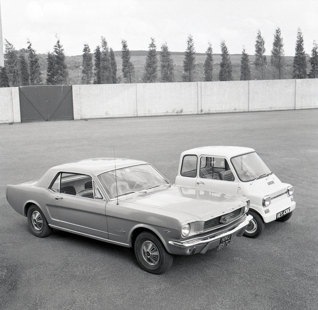 This archival image documents the 1967 Ford Mustang fastback and Ford Comuta concept at Dunton and Warley and is preserved in the Ford Heritage Vault as part of Ford Motor Company's historic photographic archive. Free for personal, non-commercial ...