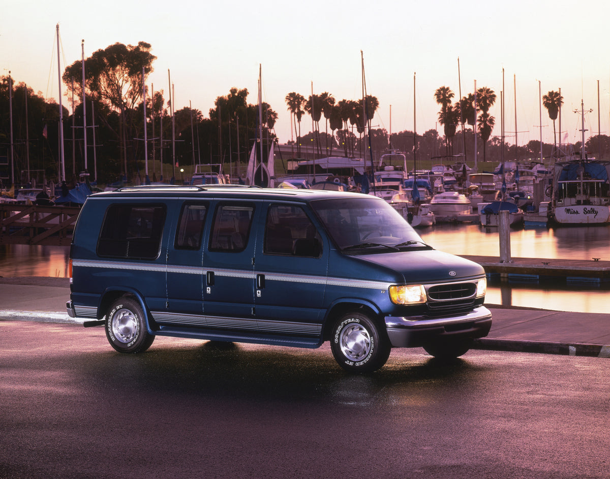 This archival image documents the 1997 Ford E-Series conversion van and is preserved in the Ford Heritage Vault as part of Ford Motor Company's historic photographic archive. Free for personal, non-commercial use. Ford Heritage Vault reference AR-...