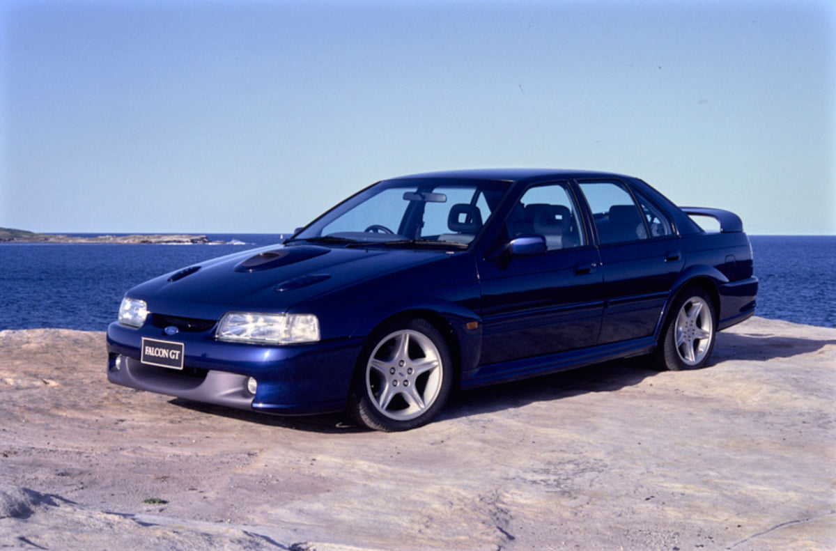 This archival image documents the 1992 Ford EB Falcon GT Passenger Side Front End View by the Coast FAP-2011-3 and is preserved in the Ford Heritage Vault as part of Ford Motor Company's historic photographic archive. Free for personal, non-commer...