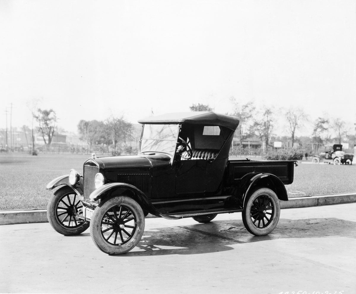 This archival image documents the 1926 Ford Model T pickup truck and is preserved in the Ford Heritage Vault as part of Ford Motor Company's historic photographic archive. Free for personal, non-commercial use. Ford Heritage Vault reference AR-200...