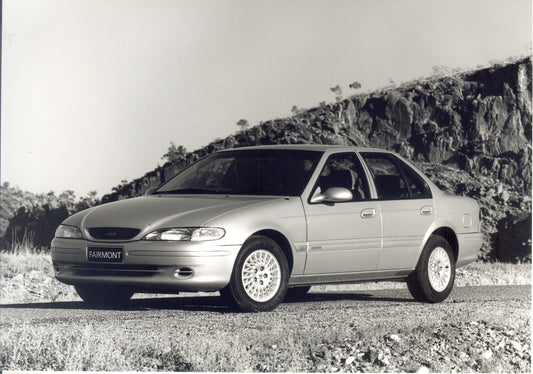 1994 Ford Falcon EF Fairmont with scenic rock formation HV 1994-0079