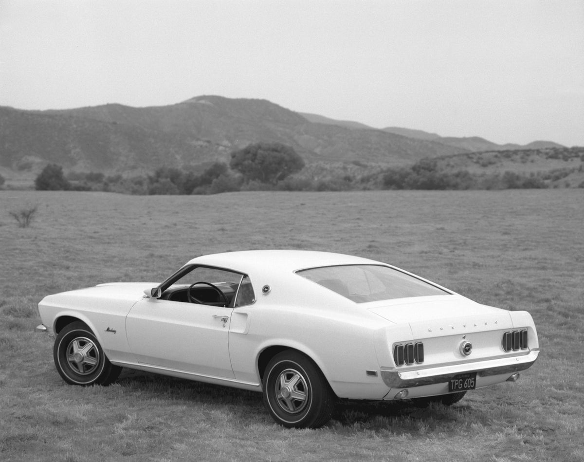 This archival image documents the 1969 Ford Mustang fastback scenic and is preserved in the Ford Heritage Vault as part of Ford Motor Company's historic photographic archive. Free for personal, non-commercial use. Ford Heritage Vault reference AR-...