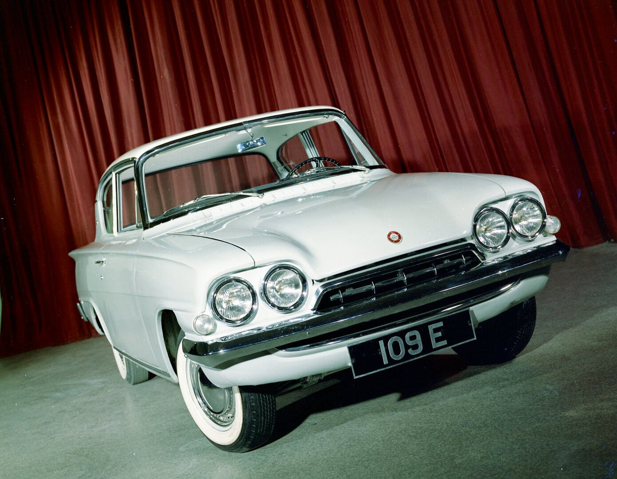 This archival image documents the 1960 Consul Classic 600 109E front view in studio and is preserved in the Ford Heritage Vault as part of Ford Motor Company's historic photographic archive. Free for personal, non-commercial use. Ford Heritage Vau...