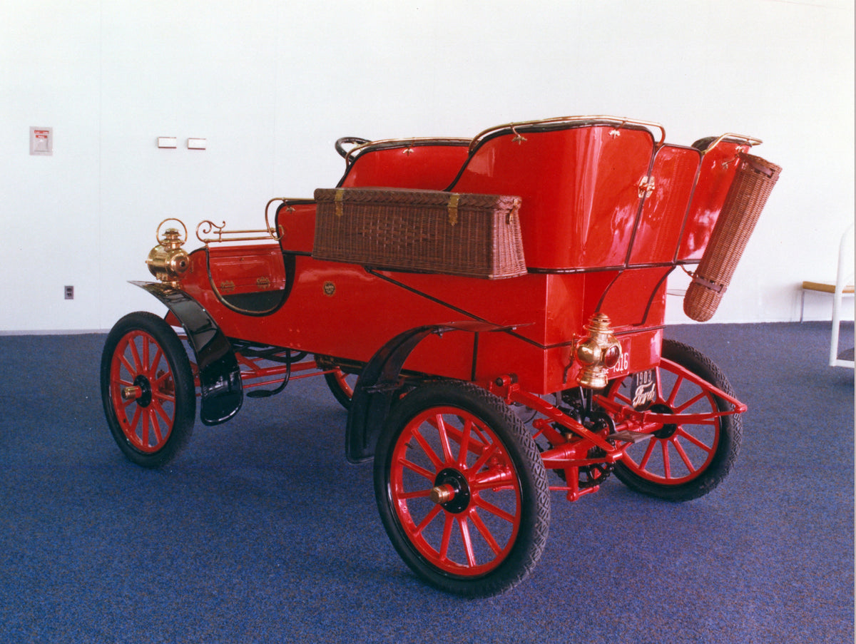 This archival image documents the 1903 Ford Model A and is preserved in the Ford Heritage Vault as part of Ford Motor Company's historic photographic archive. Free for personal, non-commercial use. Ford Heritage Vault reference AR-2008-8.1.4.36.