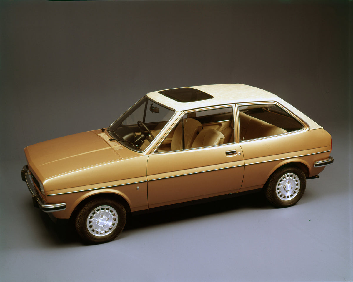 This archival image documents the 1976 Ford Fiesta Mark I Ghia in studio and is preserved in the Ford Heritage Vault as part of Ford Motor Company's historic photographic archive. Free for personal, non-commercial use. Ford Heritage Vault referenc...