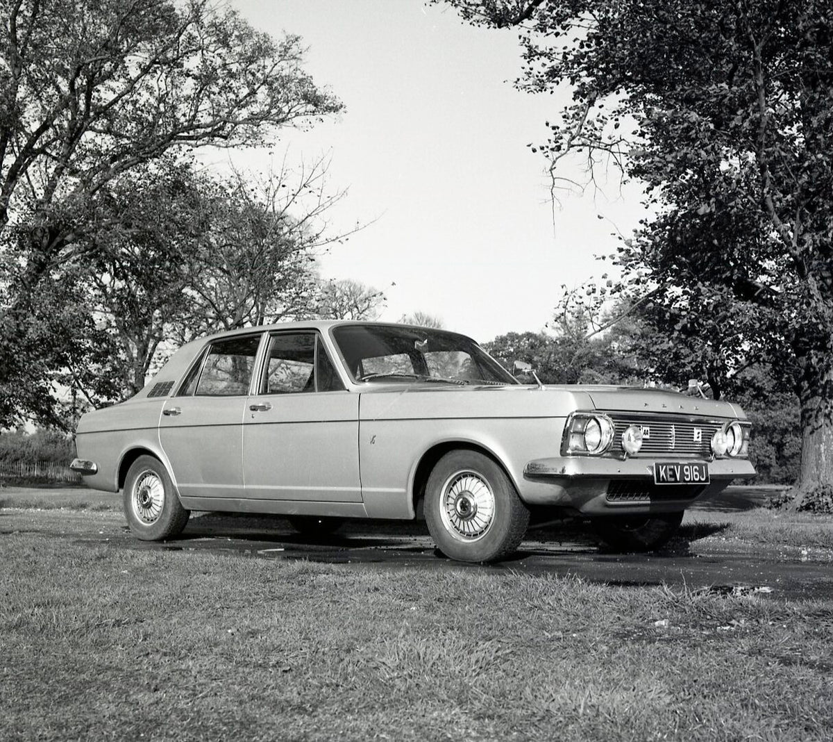 This archival image documents the 1970 Ford Zephyr 6 Mark IV RHD on scenic road with trees and is preserved in the Ford Heritage Vault as part of Ford Motor Company's historic photographic archive. Free for personal, non-commercial use. Ford Herit...