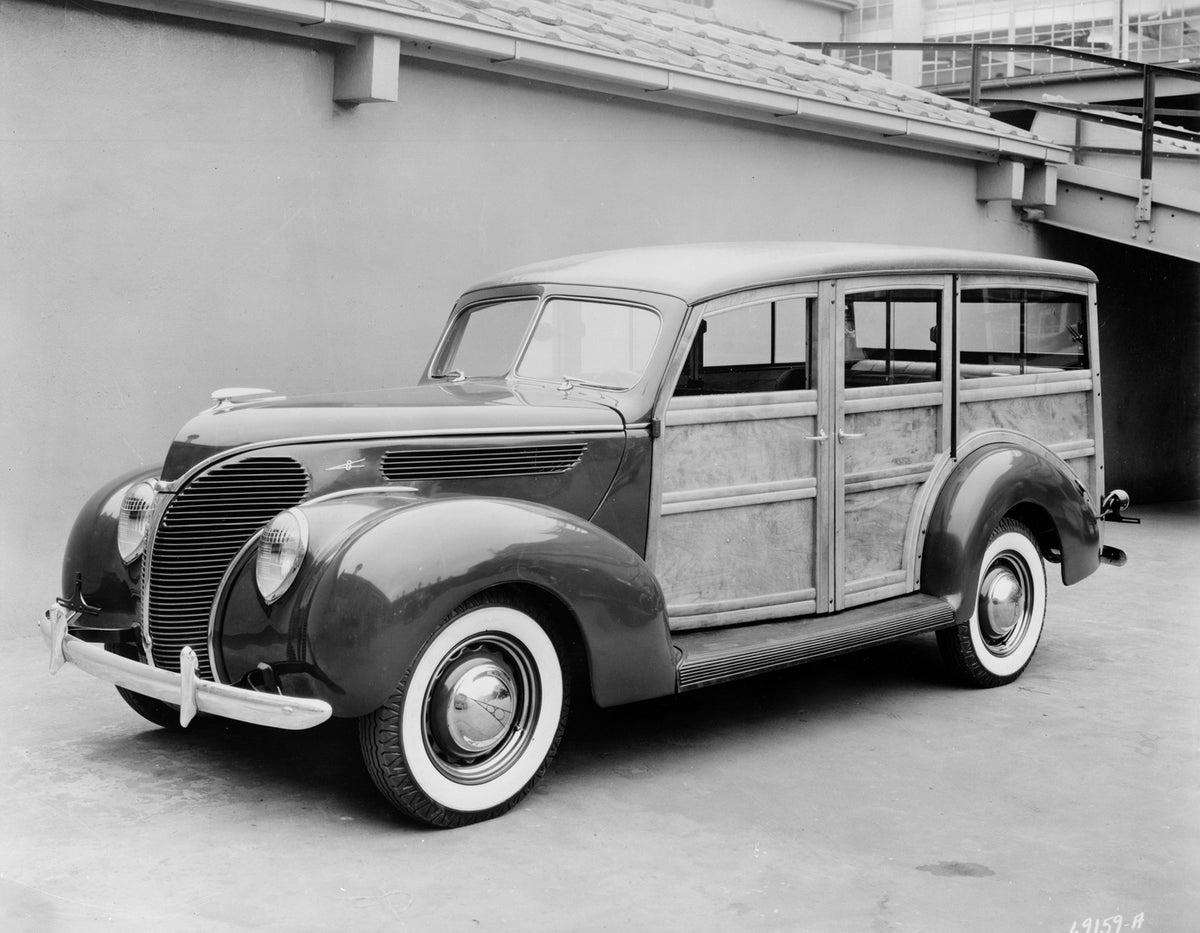 This archival image documents the 1938 Ford station wagon and is preserved in the Ford Heritage Vault as part of Ford Motor Company's historic photographic archive. Free for personal, non-commercial use. Ford Heritage Vault reference AR-2008-8.1.6...