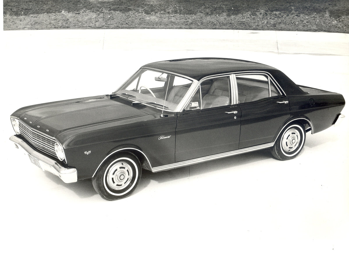 This archival image documents the 1966 Ford XR Falcon Fairmont studio shot and is preserved in the Ford Heritage Vault as part of Ford Motor Company's historic photographic archive. Free for personal, non-commercial use. Ford Heritage Vault refere...