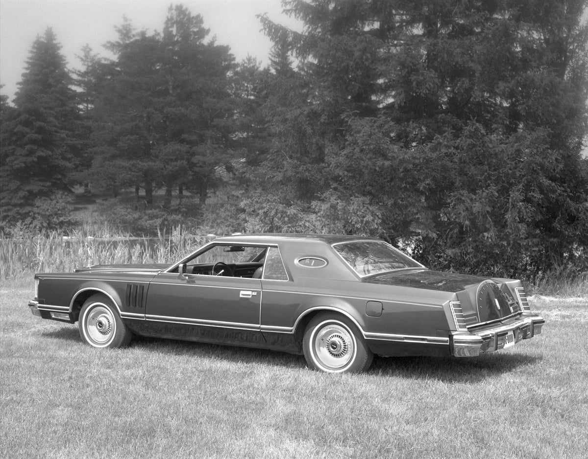 This archival image documents the 1977 Lincoln Continental Mark V and is preserved in the Ford Heritage Vault as part of Ford Motor Company's historic photographic archive. Free for personal, non-commercial use. Ford Heritage Vault reference AR-20...