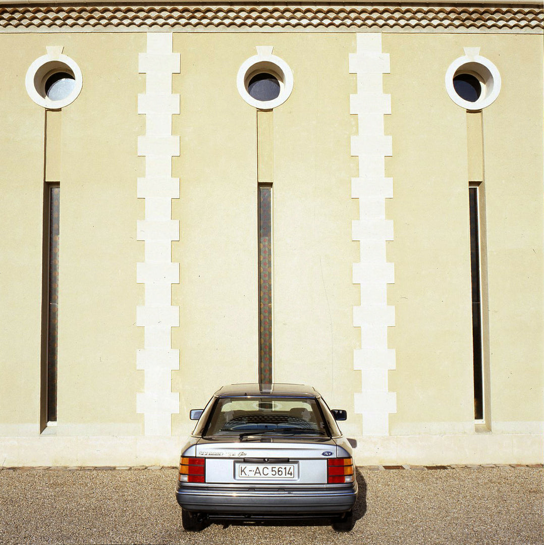 This archival image documents the 1985 Ford Scorpio Mark I rear view in front of scenic wall in Bordeaux and is preserved in the Ford Heritage Vault as part of Ford Motor Company's historic photographic archive. Free for personal, non-commercial u...