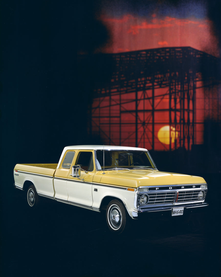 This archival image documents the 1974 Ford F-100 pickup truck and is preserved in the Ford Heritage Vault as part of Ford Motor Company's historic photographic archive. Free for personal, non-commercial use. Ford Heritage Vault reference AR-2008-...