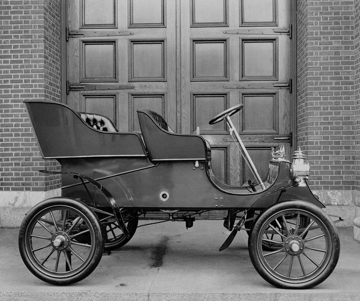 This archival image documents the 1903 Ford Model A and is preserved in the Ford Heritage Vault as part of Ford Motor Company's historic photographic archive. Free for personal, non-commercial use. Ford Heritage Vault reference AR-2008-8.1.4.35.