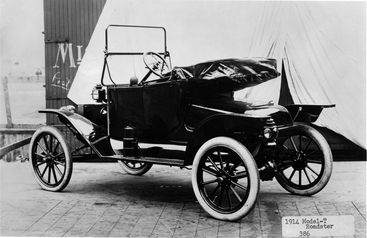 This archival image documents the 1914 Ford Model T Roadster and is preserved in the Ford Heritage Vault as part of Ford Motor Company's historic photographic archive. Free for personal, non-commercial use. Ford Heritage Vault reference AR-2008-8....