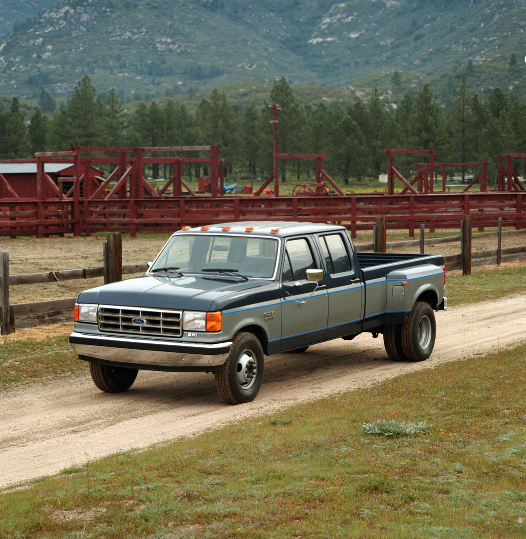 This archival image documents the 1987 Ford F-350 Super Crew pickup truck and is preserved in the Ford Heritage Vault as part of Ford Motor Company's historic photographic archive. Free for personal, non-commercial use. Ford Heritage Vault referen...
