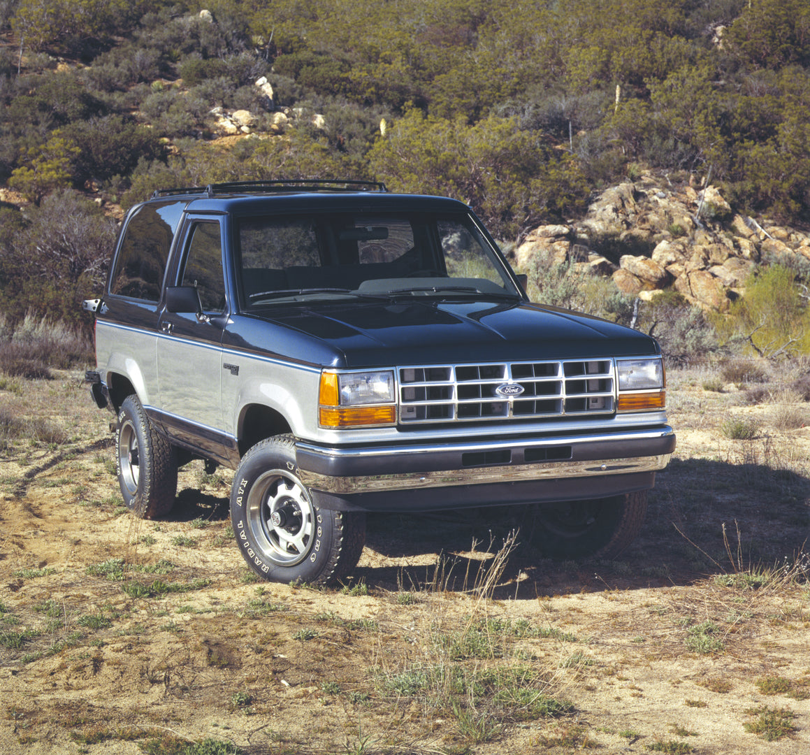 This archival image documents the 1989 Ford Bronco II and is preserved in the Ford Heritage Vault as part of Ford Motor Company's historic photographic archive. Free for personal, non-commercial use. Ford Heritage Vault reference AR-2008-8.1.2.6703.