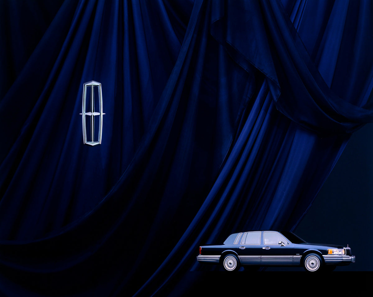 This archival image documents the 1990 Lincoln Town Car four-door and is preserved in the Ford Heritage Vault as part of Ford Motor Company's historic photographic archive. Free for personal, non-commercial use. Ford Heritage Vault reference AR-20...