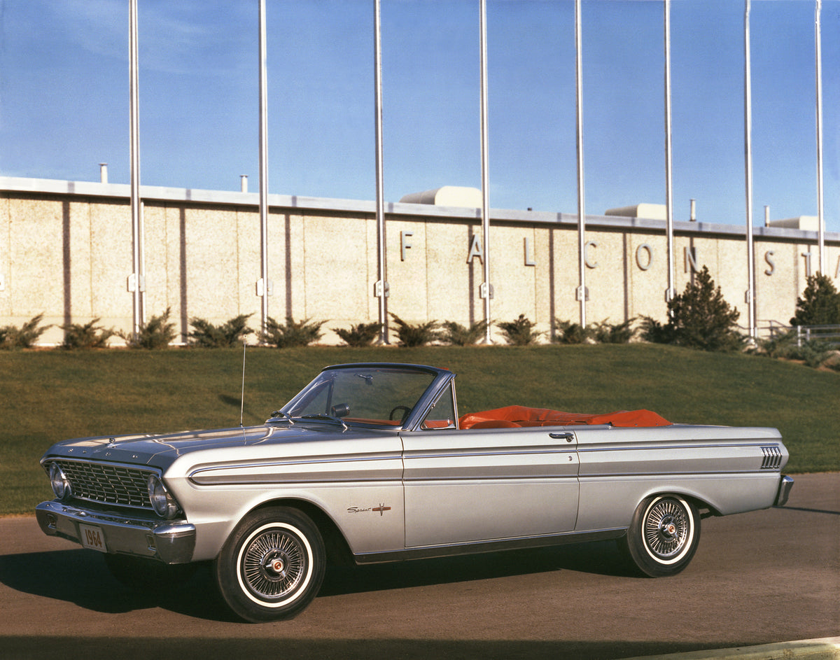 This archival image documents the 1964 Ford Falcon Sprint convertible and is preserved in the Ford Heritage Vault as part of Ford Motor Company's historic photographic archive. Free for personal, non-commercial use. Ford Heritage Vault reference A...