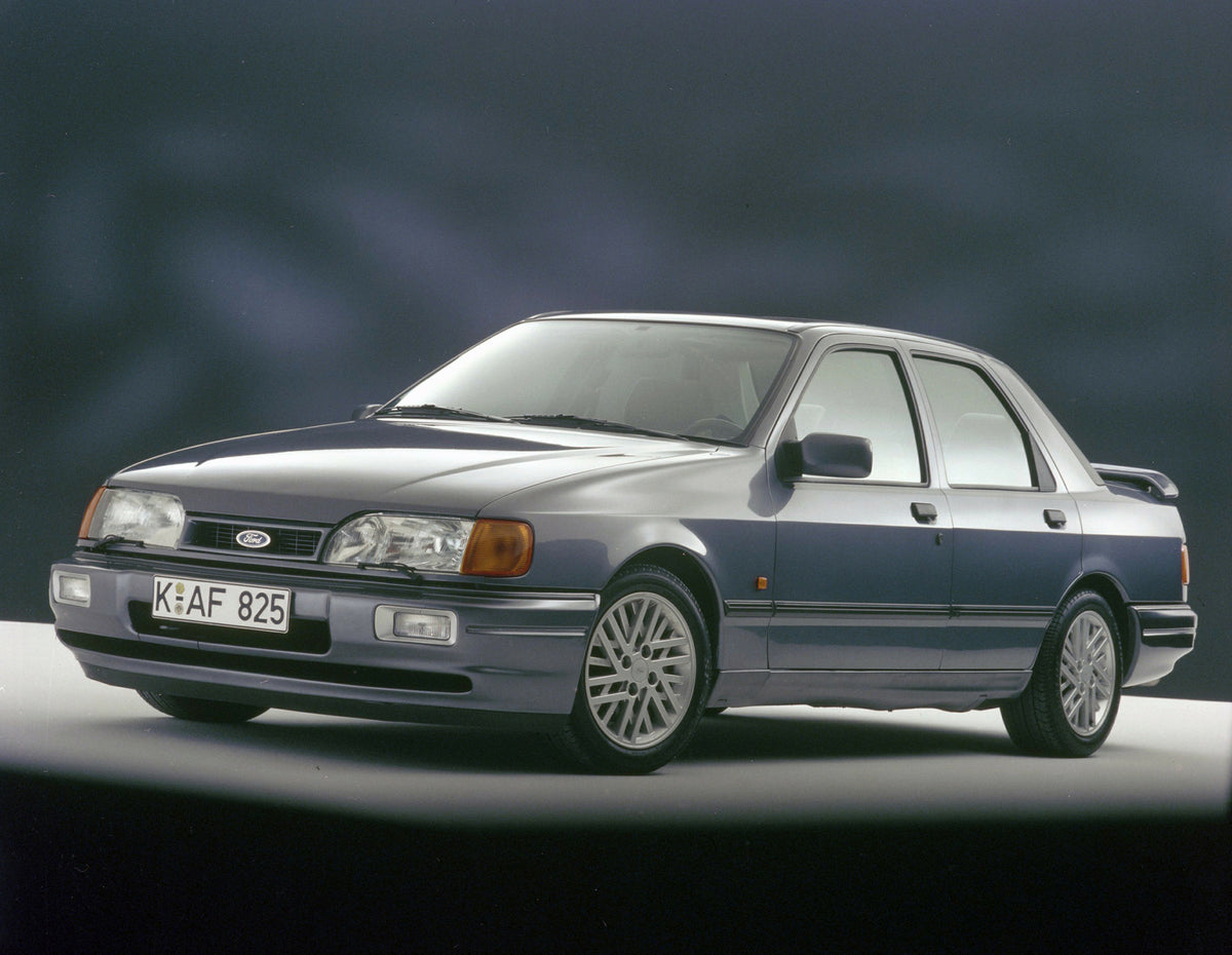 This archival image documents the 1987 Ford Sierra RS Cosworth Sapphire in Kubiseh Studio and is preserved in the Ford Heritage Vault as part of Ford Motor Company's historic photographic archive. Free for personal, non-commercial use. Ford Herita...