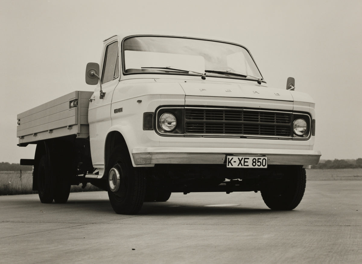 This archival image documents the 1970 Ford A-Series Truck low view on pavement and is preserved in the Ford Heritage Vault as part of Ford Motor Company's historic photographic archive. Free for personal, non-commercial use. Ford Heritage Vault r...